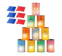 Gioco di lancio con a LED, 16 pezzi, giochi per feste per bambini con volti divertenti e a LED, in latta illuminata per feste in giardino notturne, giochi in spiaggia nel cortile