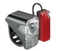 AXA Visto 3 - Set di luci per bicicletta con batterie - Facile fissaggio - Resistente all'acqua - Con indicatore batteria - Include 3 batterie AAA - Omologato StVZO