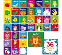 Gioco di Memoria in Spagnolo, 72 Carte di Abbinamento di Prime Parole per Bambini, 36 Coppie di Carte di Memoria, Giocattoli Educativi, Attività di Apprendimento per Bambini di 4, 5 e 6 Anni