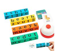 Gioco di ortografia - Blocco lettere in legno con carte di parole, giocattolo educativo per l'apprendimento | Set di sviluppo del linguaggio interattivo, favorisce la lettura e le abilità,