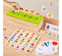 Gioco di ortografia in legno educativo precoce con 15 carte a doppio lato