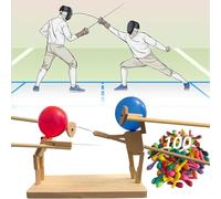 Gioco di Palloncini in Legno per Feste, Battaglia di Palloncini da Tavolo, Balloon Bamboo Man Battle Game, Marionette da Scherma in Legno Fatte a Mano, Set di Giochi di Battaglia di Burattini