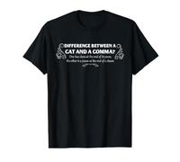 Gioco di Parole grammaticali di Gatti e virgole per Insegnanti e scrittori di Inglese Maglietta con Stampa Grafica Economica