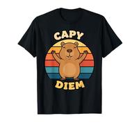 Gioco di Parole Retro Tramonto Carino CAPY Diem Capibara Maglietta