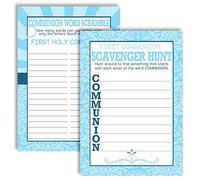 Gioco di parole Scramble per ragazzi per la prima comunione, caccia al tesoro, confezione da 10, 12,7 x 17,8 cm, carte da gioco divertenti per feste sacramentali cattoliche, per bambini Amanda