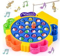 Gioco di pesca a forma di pesce, giocattolo a partire da 2, 3, 4 anni con musica, 4 pesca per bambini e 24 pesci, giochi per bambini a partire da 2, 3, 4 anni