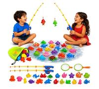 Gioco di Pesca Magnetico per Bambini 3 4 5 Anni - 30 Pezzi Giocattoli da Bagnetto e Piscina - Set Pesca con 2 Canne da Pesca e Custodia - Regalo Estivo per Mare, Giardino e Spiaggia