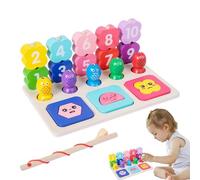 Gioco di pesca magnetico per tutti i piccoli, Set di Puzzle di educazione precoce, Gioco di Puzzle da Tavolo Forma | Pesca magnetica in Legno Tre in Set Prima Infanzia Giocattoli per