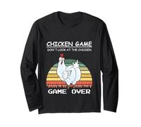 Gioco di pollo non guardare la fattoria retrò di pollo Maglia a Manica