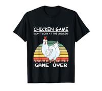 Gioco di pollo non guardare la fattoria retrò di pollo Maglietta