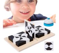 Gioco Di Puzzle Con Blocchis Nascosti In Legno, Giocattolo Di Blocchis Di Puzzle Bianco E Nero, Include 32 Costruzione, 40 Carte E Un Cicalino, Hidden Games, Per Ragazze E Ragazzi