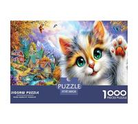 Gioco di puzzle con gatto bianco arrabbiato, regalo per uomini e donne, 1000 pezzi Gattino in una scena colorata, attività per tutta la famiglia, decorazione da parete per la casa, 38x26cm/1000pcs