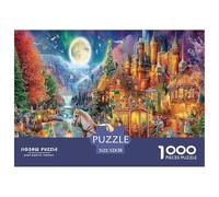 Gioco di puzzle da 1000 pezzi "Fantasy Castle Scene" - Castello con carrozza di Moon, un'attività divertente e stimolante per tutta la famiglia, per la decompressione domestica, 52x38 cm/1000 pezzi