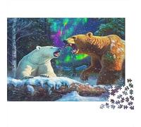 Gioco di puzzle da 1000 pezzi per adulti Orso polare e orso bruno in una scena innevata Impossibile Difficile Sfidante 38x26 cm/1000 pezzi