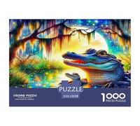 Gioco di puzzle da 1000 pezzi per uomini e donne - Alligatore Faro Palude Notte Gioco educativo per tutta la famiglia Sfida 52x38 cm/1000 pezzi