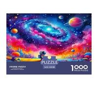 Gioco di puzzle da 1000 pezzi per uomini e donne - Paesaggio cosmico dell'astronauta, psichedelico, vibrante, surreale, gioco educativo per tutta la famiglia, sfida 52x38 cm/1000 pezzi