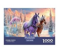 Gioco di puzzle in carta riciclata da 1000 pezzi "Galoppo di cavalli rossi" - Cavalli (carrozza invernale) Attività per tutta la famiglia per la decorazione delle pareti di casa 52x38 cm/1000 pezzi