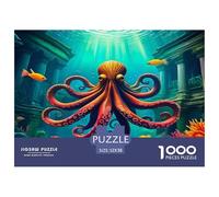 Gioco di puzzle Octopus da 1000 pezzi per uomini e donne - Rovine del tempio di Octopus, gioco educativo acquatico mistico dorato per tutta la famiglia, sfida 52x38 cm/1000 pezzi