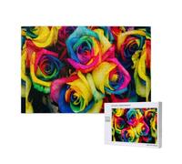 Gioco di puzzle per adulti, puzzle impegnativi, puzzle da 1000 pezzi, rose dai petali arcobaleno