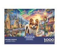 Gioco di puzzle per cuccioli del villaggio invernale per tutta la famiglia, 1000 pezzi - Regali magici per cuccioli in piazza per uomini e donne, regalo divertente per la casa, 38x26 cm/1000 pezzi