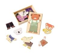 Gioco Di Puzzle Per Vestire Animali | Giocattoli Per Vestire - Puzzle in Legno Educativo Abiti Abbinati per Gioco Simbolico Bambine Prescolari Regalo Completo