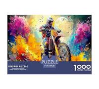 Gioco di puzzle Skeleton Bikers, regalo per uomo e donna, 1000 pezzi - Biker, giro psichedelico al neon, attività per tutta la famiglia, decorazione da parete per la casa, 38x26 cm/1000 pezzi