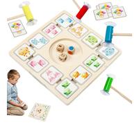 Gioco di roll and match, gioco di abbinamento da dadi per bambini - Giocattolo a gambo in legno,Attività educative in età prescolare con 96 carte 3 dadi 4 bastoncini di aspirazione, giocattolo di appr