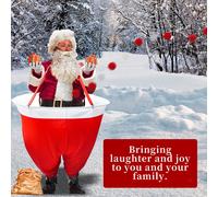 Gioco di ruolo con pantaloni giganti di Babbo Natale e palle neve per