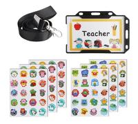 Gioco di ruolo Fingere Insegnante Set 9PCS Scuola Gioca Accessori | Cordino e adesivi per far finta di carta d'identità, ricompensa, accessori per giochi di ruolo