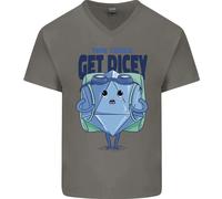 Gioco Di Ruolo RPG Maglietta In Cotone A V Per Uomo Divertente Get Dicey