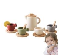 Gioco di ruolo - Set di tè con rubinetti, set da tè | Set da gioco da tè principessa in legno per ragazze, ricco e colorato