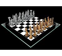 Gioco di scacchi Egiziano vs. Romani Argento Oro - Set di scacchi in vetro Scacchi Figure Storia Antica