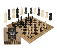 Gioco Di Scacchi In Legno Massiccio Con Scacchiera E Pedine 28,5 x 28,5 Cm NEU