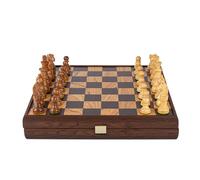 Gioco Di Scacchi In Olivo Burl 35X35CM Con Pezzi Di Scacchi Staunton Manopoulos