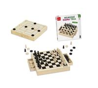 GIOCO DI SOCIETA' 053490 SCACCHI DAMA TRIA LEGNO CM30