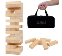 Gioco di Torre in Legno per Bambini e Adulti, 54 Pezzi Legno per Gioco di Impilamento, Dimensione Standard con sacca portaoggetti, Ideale per Serate di Giochi in Famiglia