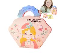 Gioco di vestire - Gioco di trucco con adesivi | Giocattolo di vestire principessa per bambini, kit di trucco giocattolo di carta per ragazze, kit di vestire principessa con adesivi di carta
