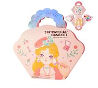 Gioco di vestire principesse - Kit di vestire principesse con adesivi per ragazze, kit giocattoli per ragazze con borsa per il trucco principessa 3 in 1 | Gioco di vestire regalo di compleanno