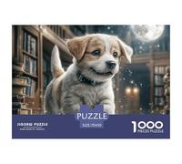 Gioco educativo "Cane domestico" da 1000 pezzi: cucciolo che corre in strada di notte per adulti e adolescenti, cartone riciclato al 100% di alta qualità, 70x50 cm/1000 pezzi