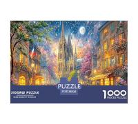 Gioco educativo con puzzle raffigurante una cattedrale autunnale: cattedrale con folla di notte per adulti e ragazzi dai 12 anni in su, 38x26 cm/1000 pezzi