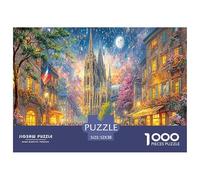 Gioco educativo con scena della cattedrale autunnale, puzzle decompressivo da 1000 pezzi - Cattedrale (strada illuminata di notte) per adulti, decorazione da parete e regali, 52x38 cm/1000 pezzi