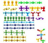 Gioco educativo con Ventose per Bambini 57 Pezzi - Costruzioni con Ventose in TPR Colorate riutilizzabili - Attaccabili a pareti, specchi, Vasca e superfici Lisce - Ideali per Bagnetto e att