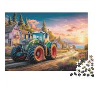 Gioco educativo da 1000 pezzi con scena di trattore rurale: arte vintage del paesaggio agricolo per adulti e adolescenti cartone premium 100% riciclato 70x50cm/1000 pezzi