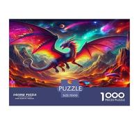 Gioco educativo di decompressione del pterosauro, puzzle da 1000 pezzi, nebulosa del drago cosmico, vibrante, psichedelico e ardente, per adulti e bambini, attività a casa, 70x50 cm/1000 pezzi