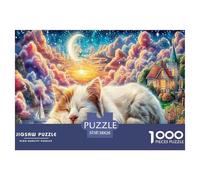 Gioco educativo di puzzle del sogno del gatto che dorme: due gatti che fanno un pisolino al tramonto per adulti e ragazzi dai 12 anni in su, 38x26 cm/1000 pezzi