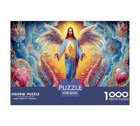 Gioco educativo Heavenly Christ da 1000 pezzi: Gesù con il cuore sulle scale per adulti e adolescenti, cartone riciclato al 100% di alta qualità, 38x26 cm/1000 pezzi