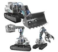 Gioco educativo STEAM per bambini dagli 8 anni in su. Gioco di costruzione e apprendimento. Set idraulico 3 in 1. Costruisci una pinza, una piattaforma idraulica o una pala da escavatore.