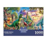 Gioco educativo sui dinosauri da 1000 pezzi: Dinosauri vicino al castello per adulti e adolescenti, cartone riciclato al 100% di alta qualità, 38x26 cm/1000 pezzi