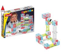 Quercetti Cuboga, Gioco Educativo di Costruzioni per Bambini 3+ Anni, Pista Biglie con 70 Pezzi, Cubi Colorati e Biglie Luminose, Stimola Motricità Fine, Coordinazione Oculo-Manuale