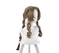Gioco Final Fantasy Vii Aerith Gainsborough Parrucca Cosplay 100 Cm Marrone Lungo Ondulato Ricci Codini Donne Capelli Periwig + Rete Per Capelli Gratuito